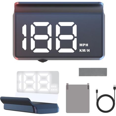 Affichage tête haute pour voiture, compteur de vitesse numérique, connexion USB plug-and-play, 9 cm, compteur de vitesse GPS, affichage universel, HUD avec toit ouvrant, compatible tous véhicules, lum (1/5)