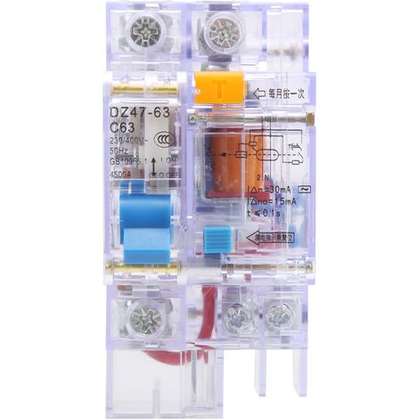 Disjoncteur Miniature Transparent DZ47LE‑63 C63 1P+N 6‑63A 230‑400V avec Protection Fuite (1/5)