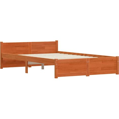 Lit double,Lit adulte,Cadre de lit Marron cire 120 x 200 cm Bois massif en pin CFW9505887 (1/5)