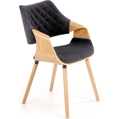 Silla Houston 720, Luminoso madera + Negro, 77x56x55cm, Tapiz, De madera, Chapa de madera natural (1/2)