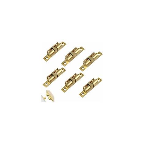6 pièces Loquet à Double Boule en Laiton avec vis, Loquet à Bille de Porte,verrou Porte,Loquets de Porte en Laiton,Double Rouleau Attraper pour Placard Meubles Porte Armoire Loquet Serrure de Portiere (1/5)