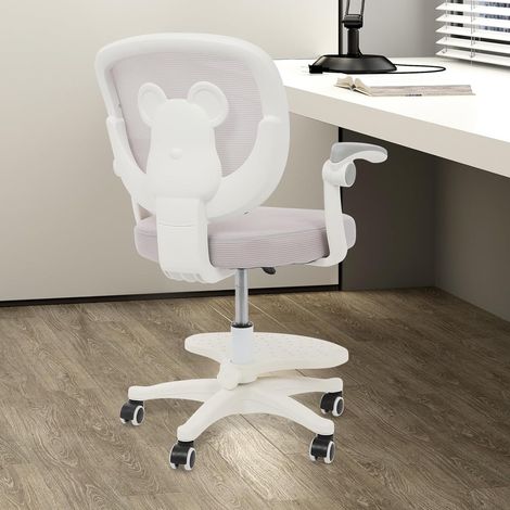 Chaise de bureau pour enfant, chaise pivotante 360° pour enfant, hauteur du siège 36-46 cm réglable, chaise de bureau ergonomique avec roulettes, chaise pour adolescent avec dossier et (1/5)