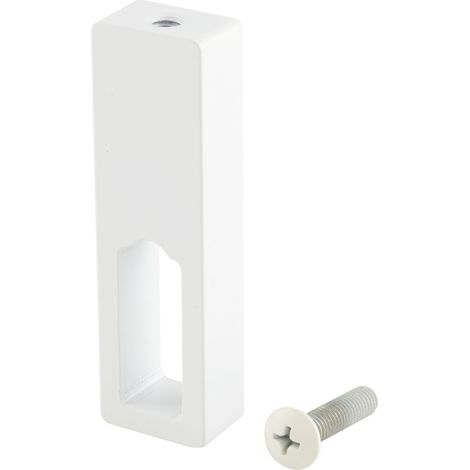 Schrankrohrlager Mittelträger Ninos, Aluminium weiß matt lackiert - für Schrankrohr, inkl. Schraube, Höhe 78,5mm, Breite 23mm, Tiefe 14mm (1/2)