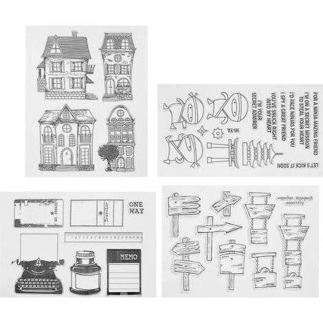 Quatre feuilles de mastic silicone transparent de qualité architecturale avec un gaufrage décoratif exquis, adaptées à la réalisation d'albums de scrapbooking, de papier cartonné et d'albums photo. (1/5)