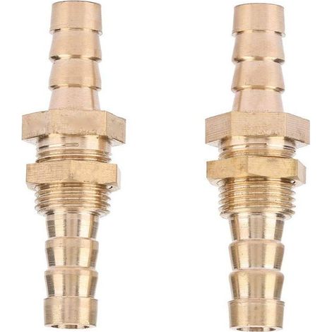 EJ.LIFE Raccord Tetine Arriv Gaz,2 pices Tuyau Barb En Laiton Cloison Raccord de Tuyau Coupleur Connecteur Adaptateur(8mm) (1/5)