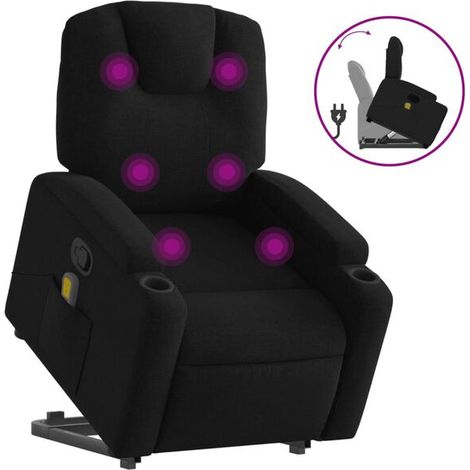 Chaise longue de massage ergonomique en tissu noir – Lit de relaxation avec réglage inclinable, soutien lombaire et fonction vibration – Idéale pour salon, bureau ou spa à domicile (1/5)