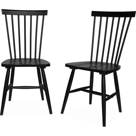 Pair of wooden dining chairs Black 49x44x90 cm - Romie