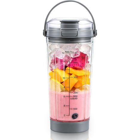 Récipient de mélange de 532 ml compatible avec mélangeur portable avec couvercle à siroter et joint d'étanchéité pour BC151BK BC151NV BC151CR BC151ND BC151EM (gris) (1/5)