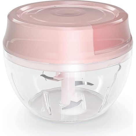 Hachoir Manuel Alimentaire Facile à Tirer Robot de Cuisine Coupe-Légumes Mixeur pour Fruits / Nourriture Bébé / Légumes / Herbes / Oignon / Ail (M-500ml)