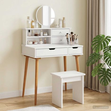 vidaXL Conjunto de Mesa de Tocador FAUSKE 2 uds. Blanco (1/5)