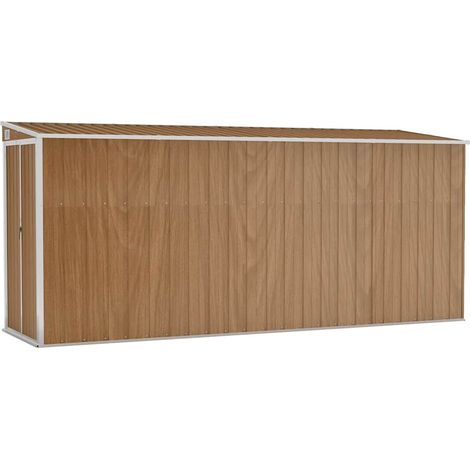 Casetta da giardino a muro marrone 118x382x178 cm in acciaio zincato vidaXL (1/5)