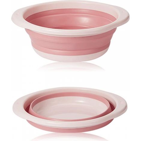 bassine retractable, bassine pliable, bol à vaisselle rond pliable moyen multifonctionnel, bol pliable portable peu encombrant pour laver les légumes, la vaisselle, sous-vêtement (Rose) (1/5)