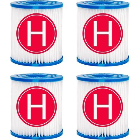 Lot de 4 filtres de rechange compatibles avec les pompes à filtre Intex 28601/28602, pour cartouche filtrante Intex Type H 29007E (1/5)