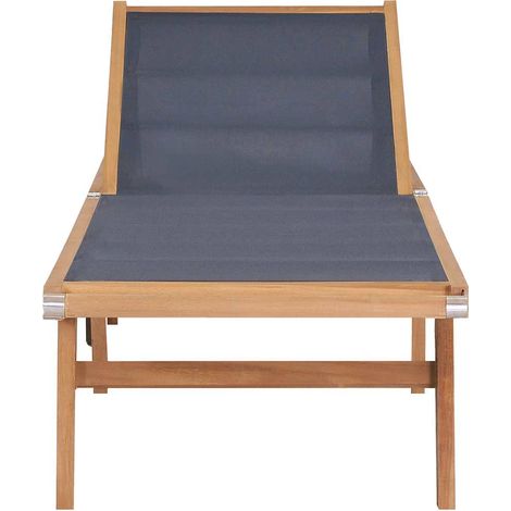Chaise longue Transat Bain de soleil pliable avec roulettes Teck massif et textilène (1/5)