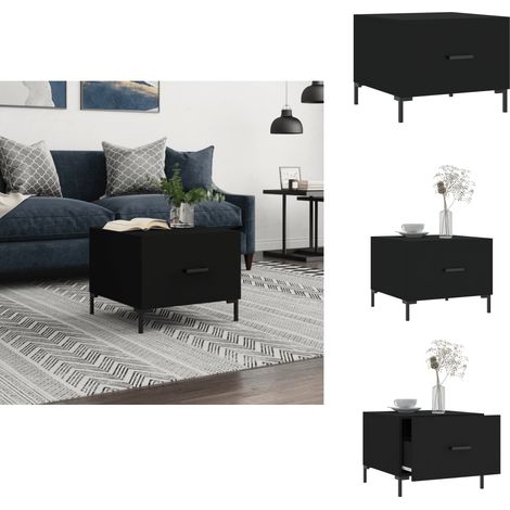 Couchtisch Schwarz 50x50x40 cm Holzwerkstoff - Couchtisch - Wohnzimmertisch - Holzt Tisch - Schwarz - Schubladen (1/5)