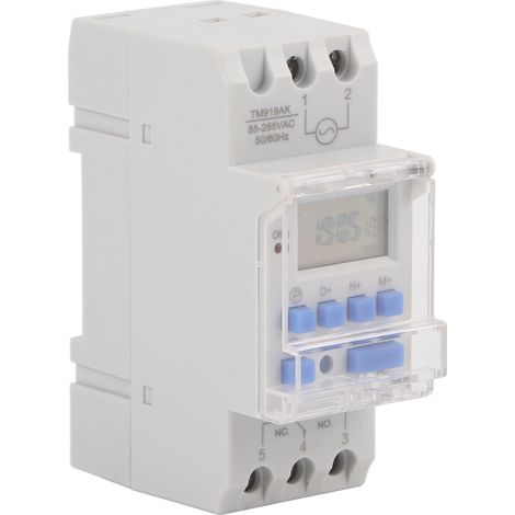 Minuterie hebdomadaire 12/24 heures, 85-265 V CA, 16 A, avec interrupteur marche/arrêt LCD et relais horaire programmable (1/5)