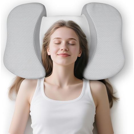 Schönheitskissen für Rückenschläfer, Anti-Falten- und Anti-Akne-Nackenstützkissen aus Memory-Schaum, Rückenschläferkissen mit kühlendem Bezug, Grau (1/5)