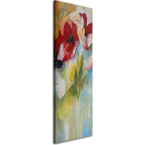 Tableau sur toile Fleurs peinture acrylique coquelicots 30x90 (1/5)