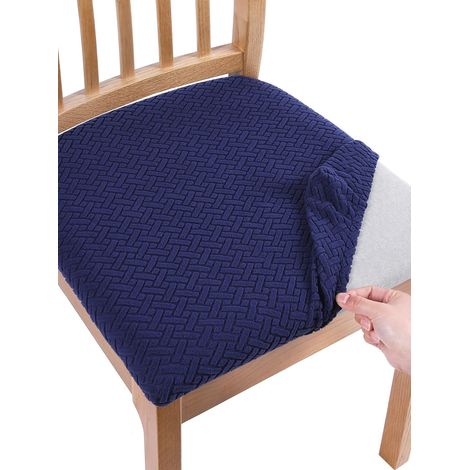 2 pcs Housse de coussin de chaise unie, protecteur de siège doux et confortable pour décoration de chaise maison, salle à manger, cuisine, antidérapant bleu marine