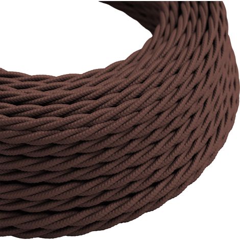Câble électrique torsadé vintage à 2 conducteurs de 5 m de long - Couleur marron - Fil tressé - 0,75 mm - Câble électrique flexible pour éclairage d'autres appareils - Marron (1/5)