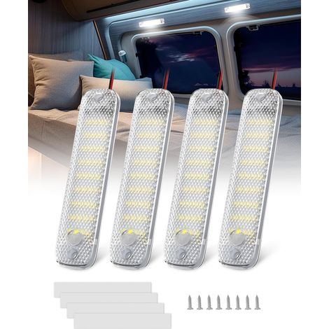 12V Barre de lumière intérieure à LED Eclairage Voiture lumineuse, 36 LED Barre de lumière avec Interrupteur pour Van Camping-Car Camion Bateau Cuisine Salle de Bains Armoire (4 Pièces) (1/5)