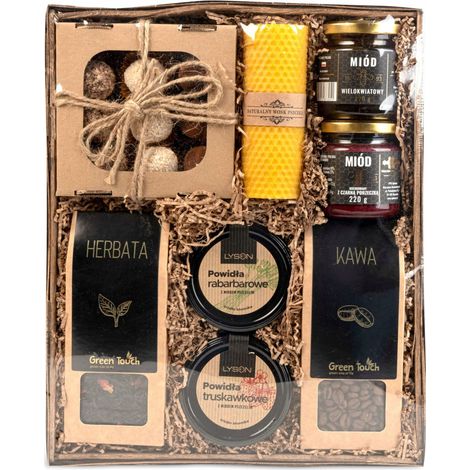 Grand panier-cadeau thé café confitures bougie (1/5)