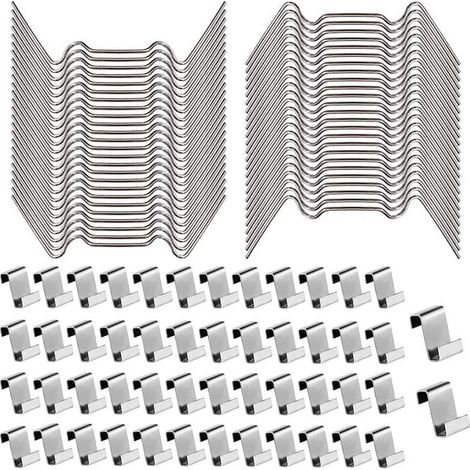 Clips de vitrage pour serre de jardin, lot de 100 pièces clips de vitrage en métal inoxydable, 50 clips w et 50 clips, durable, facile à installer, pour panneaux de verre, argent (1/5)