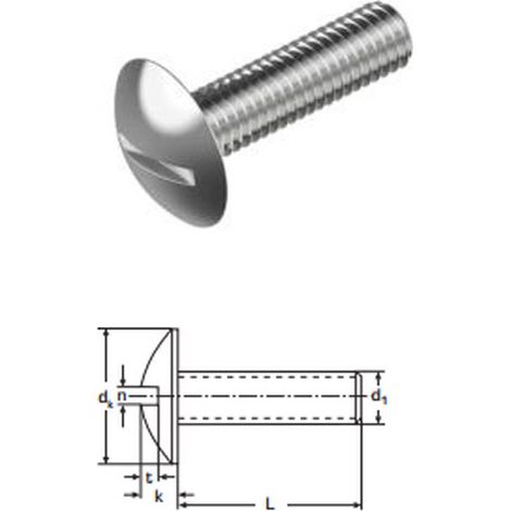 Mushroom Head Slotted Screws M6 x 60 mm A2 (T304) Stainless Steel
