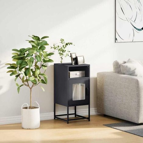 Table de Chevet en Acier Laminé à Froid, Gris Anthracite, 36x39x78 cm, Meuble de Rangement Moderne et Robuste pour Chambre (1/5)