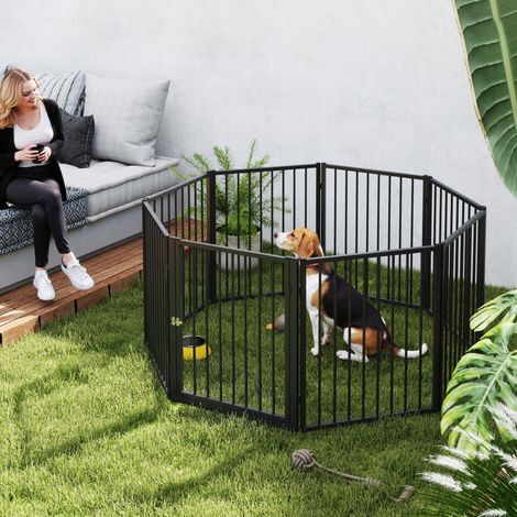 Parc Chiens Panneaux Petits Moyens Intérieur Extérieur Aménagement Noir 60x76cm