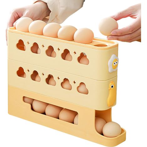 Support à œufs pour réfrigérateur - Distributeur automatique d'œufs roulants - Support de réfrigérateur à 3 couches - Plateau incliné pour la conservation des aliments, restaurant, appartement (1/5)