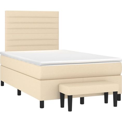 Maison Exclusive - Sommier à lattes de lit avec matelas crème 120x190 cm tissu (1/5)