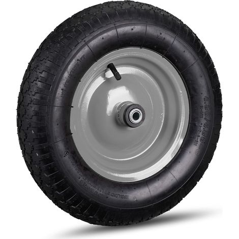 Roue de brouette Caoutchouc 120 kg, Roue de Rechange axe, Caoutchouc essieu 4.80 4.00-8, 3 adaptateurs (1/5)