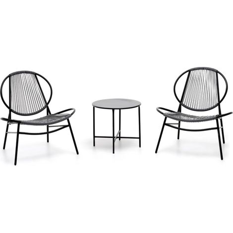 SET Bistro mod. Tropea M0739-38 metallo tavolino 2 poltroncine terrazzo balcone
