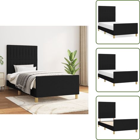 The Living Store Cadre de lit sans matelas noir 100x200 cm tissu - Cadre De Lit - Lit Double - Literie - Meuble Chambre - Têted'oreiller (1/5)