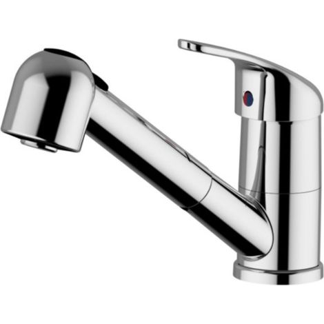 Schläfer 5004014 Miscelatore con Doccetta Estraibile in Ottone per Cucina o Lavanderia, Rubinetto Monocomando Bocca Girevole 360° per Lavello o Lavatoio con Doccino 2 getti, Cromo (1/5)
