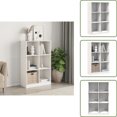 The Living Store Bibliothèque blanc 70x33x110 cm bois massif de pin - Bibliothèque Blanche - Bibliothèque Design - Bibliothèque Bois Massif - Bibliothèque Salle À Manger - Bibliothèque Rangement