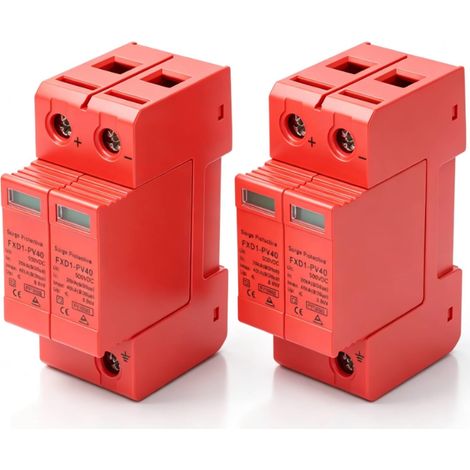Dispositif de Protection Contre Les surtensions 40KA 2 pièces dispositifs de Protection SPD parafoudre photovoltaïque DC parafoudre de Tension 2P pour la Protection Contre la (C.C 500 V) (1/5)