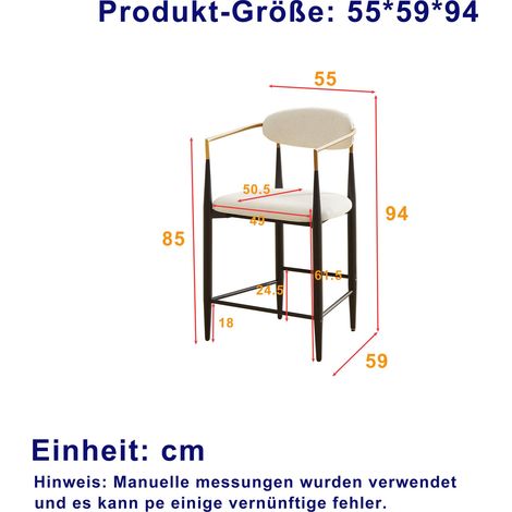 Lot de 2 tabourets de bar avec accoudoirs,style vintage campagne,cadre noir et accents dorés,coussin crème,pour cuisine moderne.
