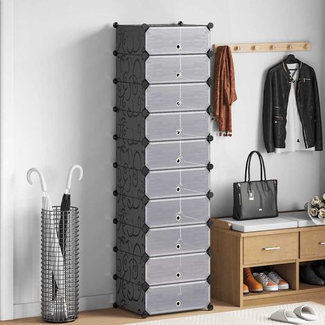 Organisateur de chaussures pliable à 10 compartiments, noir (1/5)