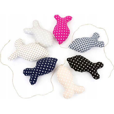 Giocattolo per cane o gatto, mascotte, cuscino a forma di pesce con cordino per la cuccia DOTTY (1/5)