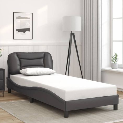 Cadre de lit sans matelas Hvar gris 90x190 cm similicuir (1/5)
