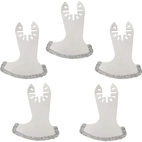 Lot de 5 lames oscillantes diamantées pour outil multifonction de coupe de mortier et de coupe de carrelage souple (1/5)
