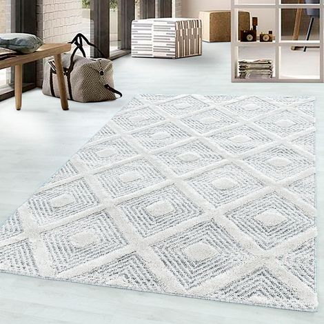 Tapis rectangulaire à courtes mèches scandinave Viti Gris 160x230 (1/5)