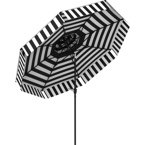 Verstellbarer Sonnenschirm Ø 263 cm mit UV30+ Schutz, doppelt belüftetem Dach und Kurbelgriff für Terrasse, Garten und Pool