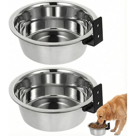 Bol de nourriture pour chien surélevé monté au mur en acier inoxydable, station d'alimentation pour animaux de compagnie gain de place avec bol de nourriture et d'eau suspendu pour une alimentation ef (1/5)