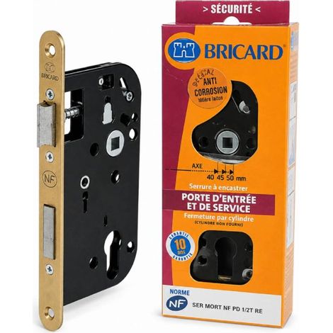 Serrure a Encastrer Bricard 2608 Cylindre Europeen Axe 50mm Tetiere Inox Porte d'Entree (1/5)