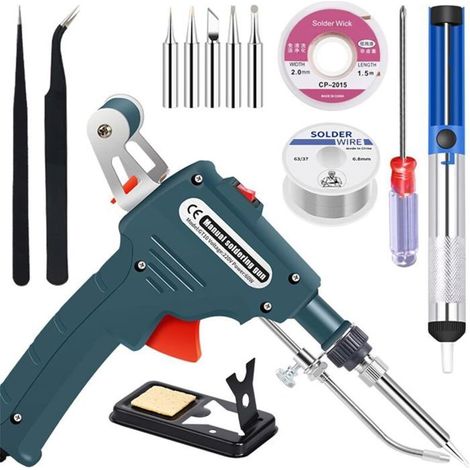 Kit de soudage 60 W, pistolet à souder électronique automatique avec pompe à dessouder, broches et pistolets à dessouder portables (1/5)