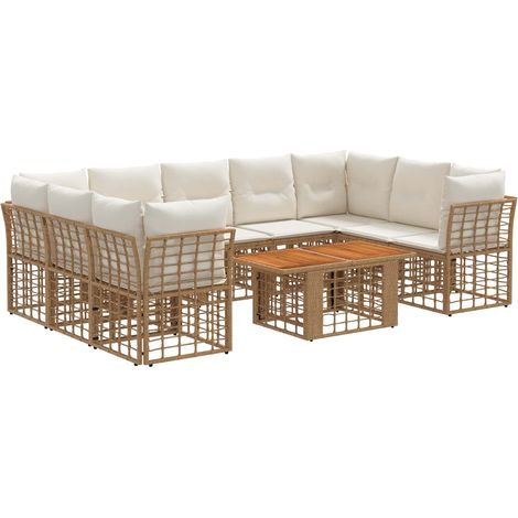 Gartensofa-set 10 stk. Natürlich und Cremweiß Poly-Rattan vidaXL (1/5)