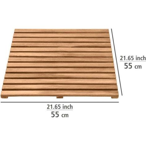 Caillebotis de douche, Sortie de piscine, sauna, Avec pieds antidérapants, Usage intérieur ou extérieur, Acacia Certifié FSC®, 55x55cm, Marron